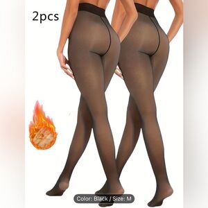 Women's 2-Pack Sheer Black Winter Tights with Comfortable Waistband